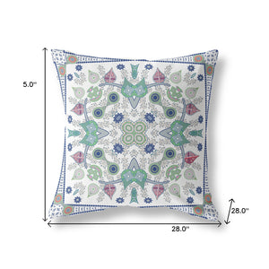 Homeroots 28" X 28" Off White Blown Seam Floral Indoor Outdoor Throw Pillow   482073
