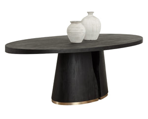 Sunpan TASMIN Dining Table - Sculptural Dual Pedestal Design with Brushed Gold Trim, Seats 8-10 Comfortably 112359