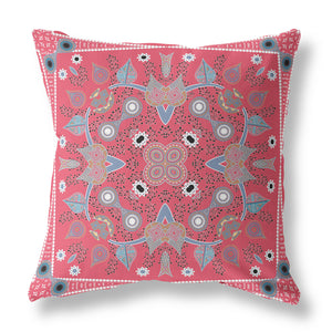 Homeroots 28" X 28" Red Blown Seam Paisley Indoor Outdoor Throw Pillow   482088