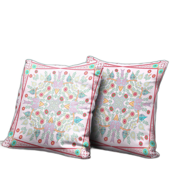 Homeroots 26" X 26" White And Red Blown Seam Floral Indoor Outdoor Throw Pillow   482102