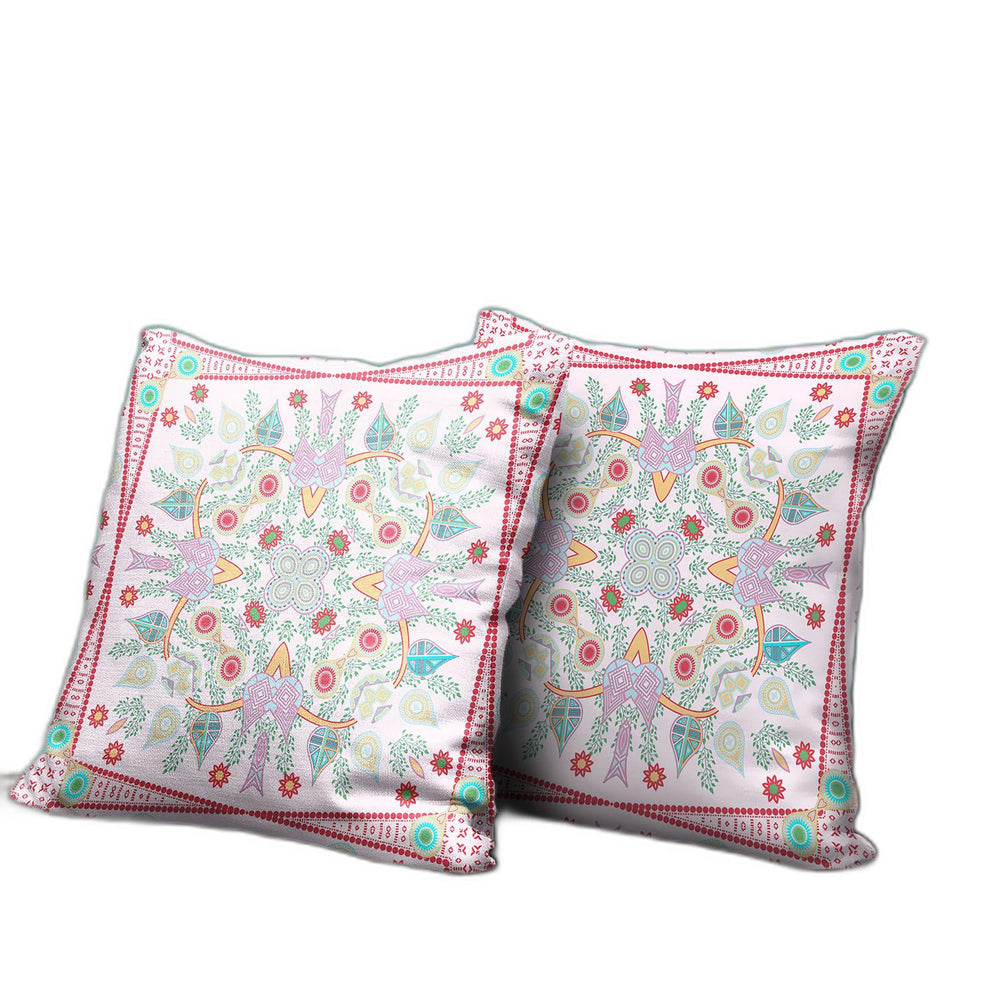 Homeroots 28" X 28" White And Red Blown Seam Floral Indoor Outdoor Throw Pillow   482103