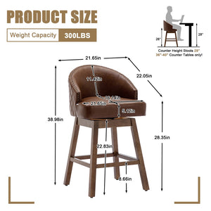 English Elm United We Win Quilted Microsuede Swivel Barstool with Wood Legs and Gold Rivet Trim Brown W1568P361704