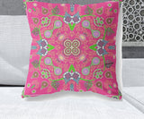 Homeroots 26" X 26" Hot Pink Blown Seam Paisley Indoor Outdoor Throw Pillow   482132