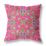 Homeroots 26" X 26" Hot Pink Blown Seam Paisley Indoor Outdoor Throw Pillow   482132