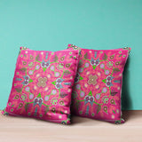 Homeroots 26" X 26" Hot Pink Blown Seam Paisley Indoor Outdoor Throw Pillow   482132