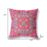 Homeroots 26" X 26" Hot Pink Blown Seam Paisley Indoor Outdoor Throw Pillow   482132