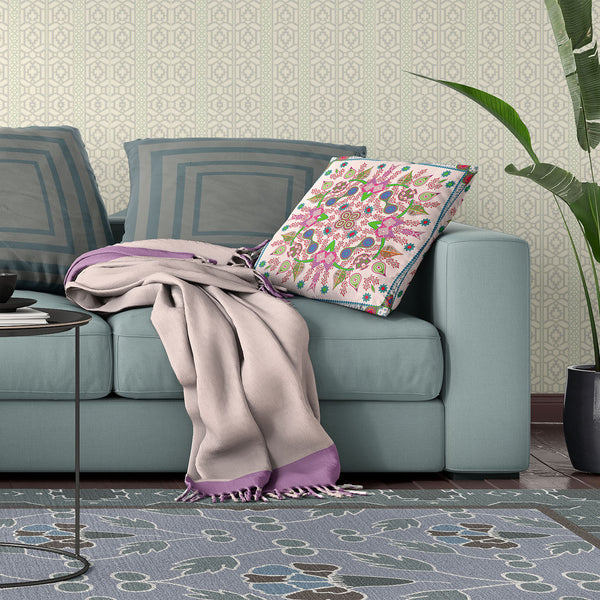 Homeroots 26" X 26" Pink And Green Blown Seam Paisley Indoor Outdoor Throw Pillow  Polyester And Cotton Blend 482137