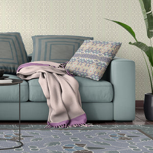 Homeroots 28" X 28" Beige And White Blown Seam Paisley Indoor Outdoor Throw Pillow   482163