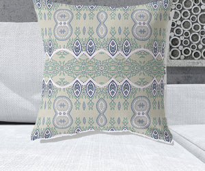 Homeroots 26" X 26" Light Beige Blown Seam Paisley Indoor Outdoor Throw Pillow   482167
