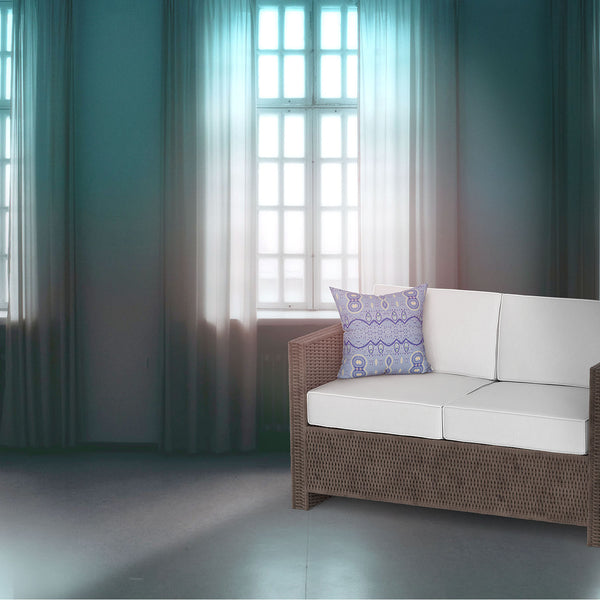 Homeroots 26" X 26" Muted Navy Blown Seam Paisley Indoor Outdoor Throw Pillow   482172