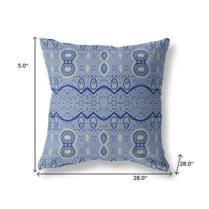 Homeroots 28" X 28" Muted Navy Blown Seam Paisley Indoor Outdoor Throw Pillow   482173