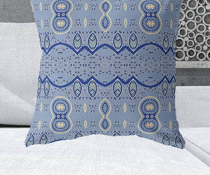 Homeroots 28" X 28" Muted Navy Blown Seam Paisley Indoor Outdoor Throw Pillow   482173