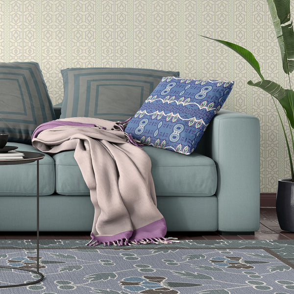 Homeroots 26" X 26" Muted White Blown Seam Paisley Indoor Outdoor Throw Pillow   482177