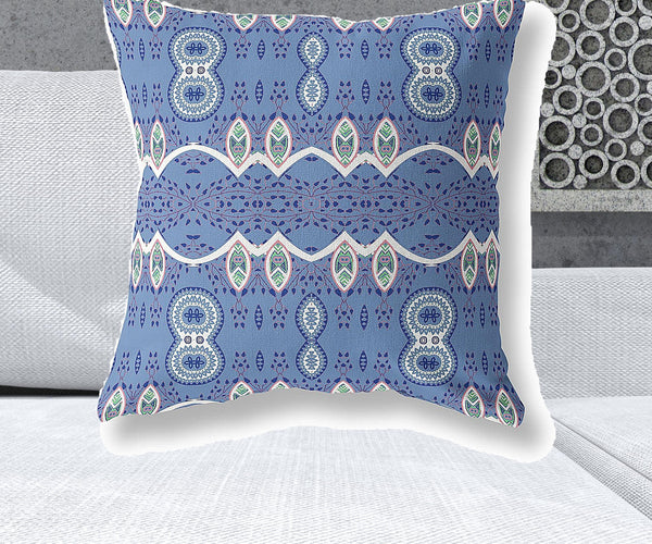 Homeroots 26" X 26" Muted White Blown Seam Paisley Indoor Outdoor Throw Pillow   482177