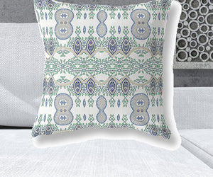 Homeroots 26" X 26" Off White And Beige Blown Seam Paisley Indoor Outdoor Throw Pillow   482187