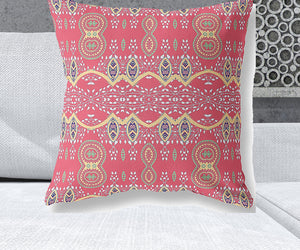 Homeroots 26" X 26" Red Blown Seam Paisley Indoor Outdoor Throw Pillow   482192