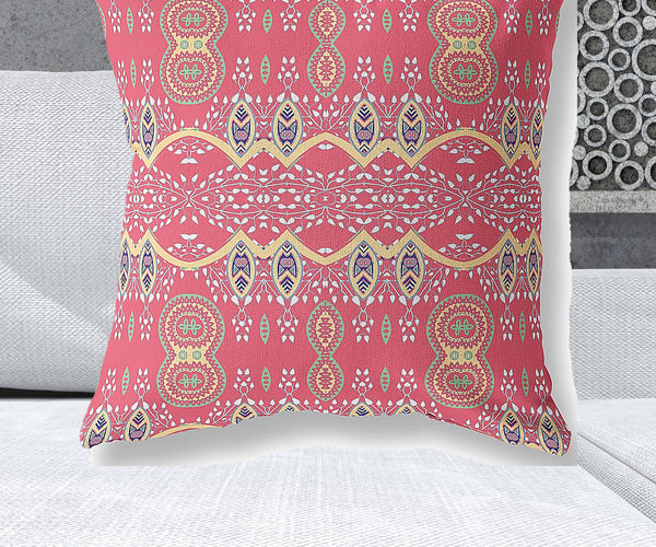 Homeroots 28" X 28" Red Blown Seam Paisley Indoor Outdoor Throw Pillow   482193