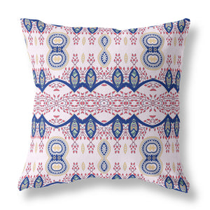 Homeroots 28" X 28" White And Blue Blown Seam Paisley Indoor Outdoor Throw Pillow   482198