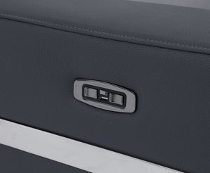 Homeroots 65" Gray And Silver Italian Leather Power Reclining Loveseat Dark Grey  482200