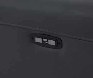 Homeroots 65" Gray And Black Italian Leather Power Reclining Loveseat Dark Grey  482203