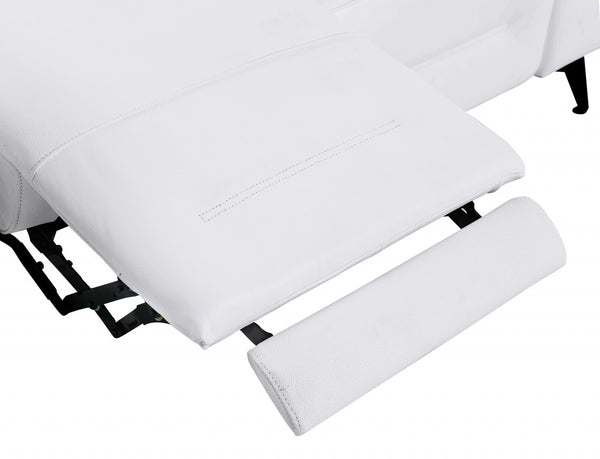 Homeroots 65" White And Black Italian Leather Power Reclining Loveseat White  482204