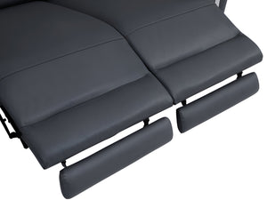 Homeroots 83" Dark Gray Italian Leather Usb Reclining Sofa With Silver Legs Dark Grey  482206