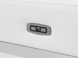 Homeroots 83" White Italian Leather Usb Reclining Sofa With Chrome Legs White  482207