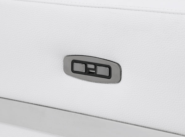 Homeroots 83" White Italian Leather Usb Reclining Sofa With Chrome Legs White  482207