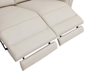 Homeroots 83" Beige Italian Leather Usb Reclining Sofa With Silver Legs Beige  482208