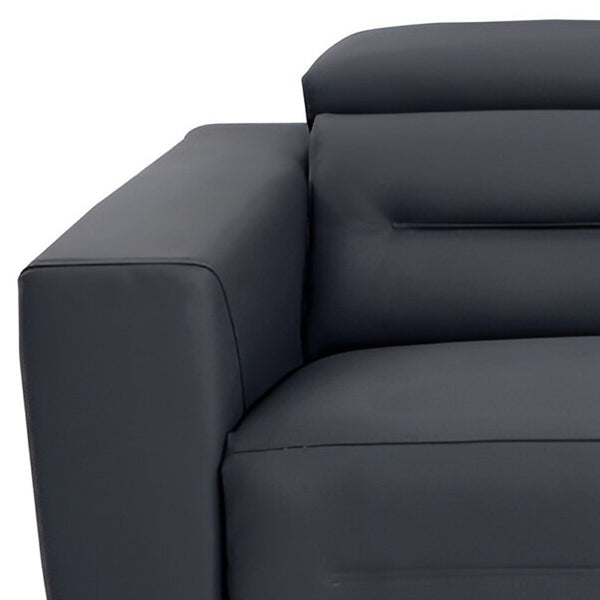 Homeroots 83" Gray Italian Leather Usb Reclining Sofa With Black Legs Dark Grey  482209
