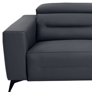 Homeroots 83" Gray Italian Leather Usb Reclining Sofa With Black Legs Dark Grey  482209