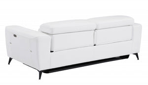 Homeroots 83" White Italian Leather Usb Reclining Sofa With Black Legs White  482210