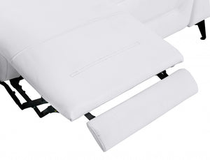 Homeroots 83" White Italian Leather Usb Reclining Sofa With Black Legs White  482210