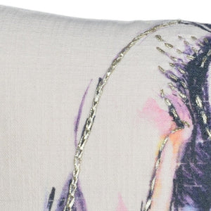 Homeroots 18" X 18" Light Blue And Off White Horse Zippered Cotton Blend Throw Pillow   482214