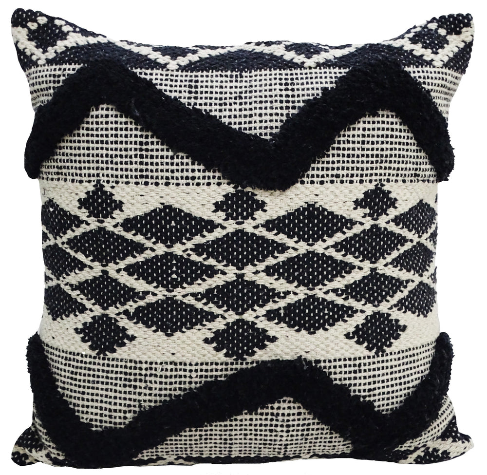 Homeroots 20" X 20" Black And White Chevron Textural Cotton Blend Throw Pillow   482216