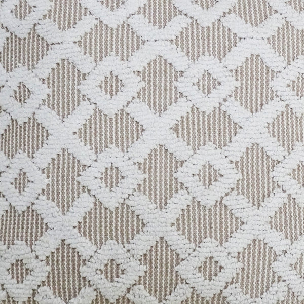 Homeroots 20" X 20" White And Beige Trellis Zippered Cotton Blend Throw Pillow   482218