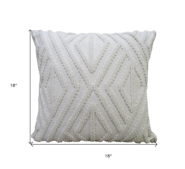 Homeroots 18" X 18" White Zippered Diamond Indoor Outdoor Throw Pillow   482219