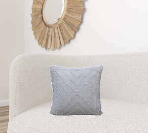 Homeroots 18" X 18" White Zippered Ribbed Indoor Outdoor Throw Pillow   482221