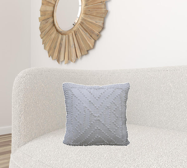 Homeroots 18" X 18" White Zippered Ribbed Indoor Outdoor Throw Pillow   482221