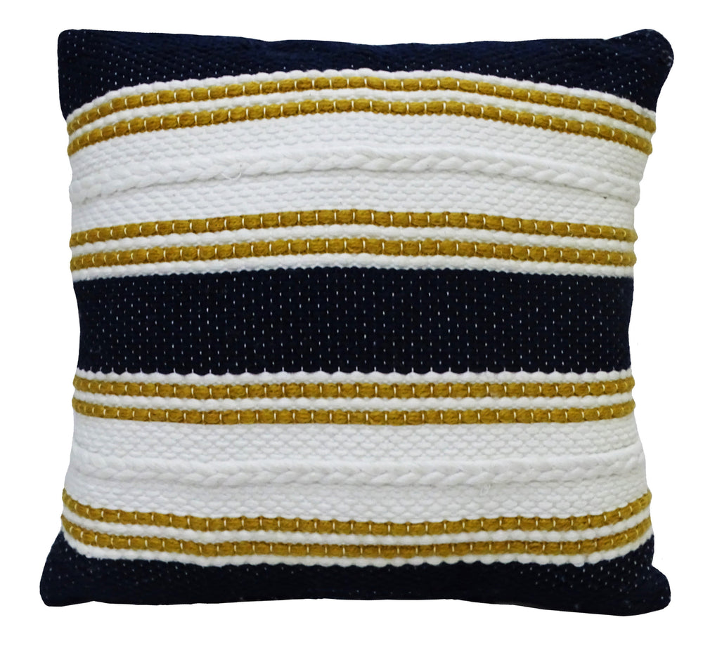 Homeroots 18" X 18" Black And Yellow Zippered Striped Indoor Outdoor Throw Pillow   482222