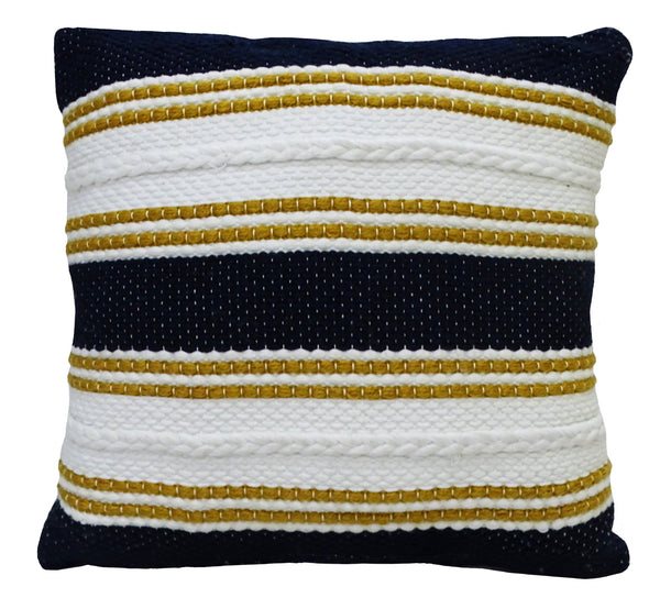 Homeroots 18" X 18" Black And Yellow Zippered Striped Indoor Outdoor Throw Pillow   482222