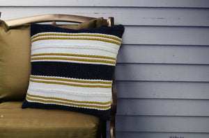 Homeroots 18" X 18" Black And Yellow Zippered Striped Indoor Outdoor Throw Pillow   482222