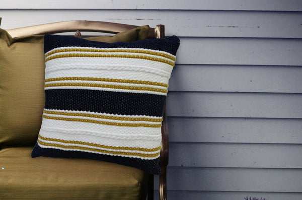 Homeroots 18" X 18" Black And Yellow Zippered Striped Indoor Outdoor Throw Pillow   482222