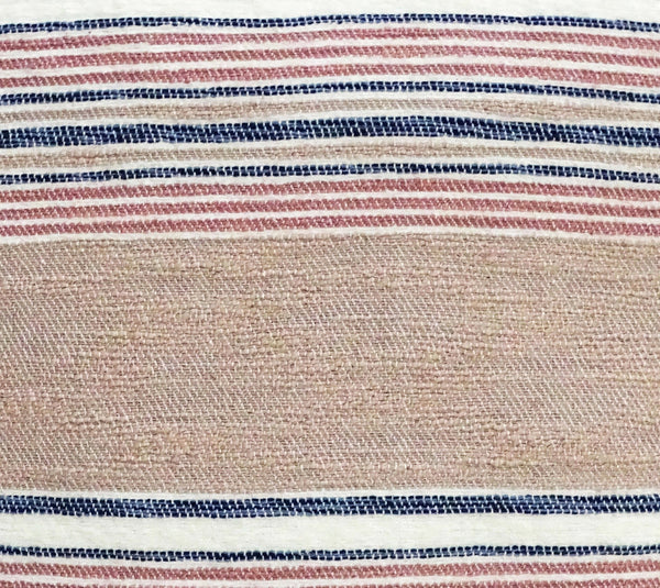 Homeroots 22" X 22" Blue And Tan Striped Handmade Throw Pillow With Tassels   482226