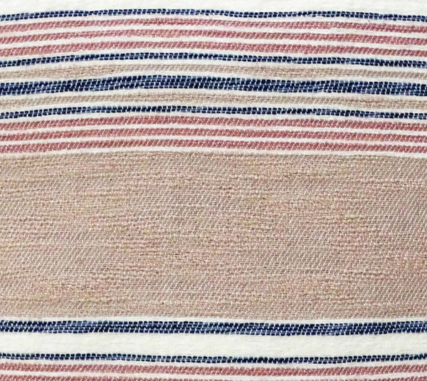 Homeroots 22" X 22" Blue And Tan Striped Handmade Throw Pillow With Tassels   482226