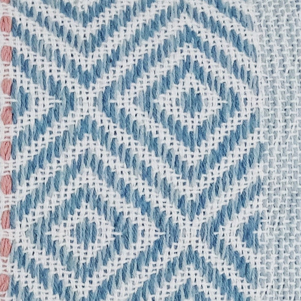 Homeroots 14" X 24" Blue And Pink Ribbed Zippered Handmade Cotton Blend Throw Pillow With Tassels   482228