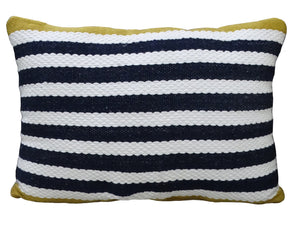 Homeroots 14" X 20" Black And Yellow Zippered Striped Indoor Outdoor Throw Pillow   482235
