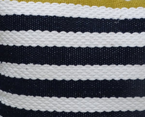 Homeroots 14" X 20" Black And Yellow Zippered Striped Indoor Outdoor Throw Pillow   482235