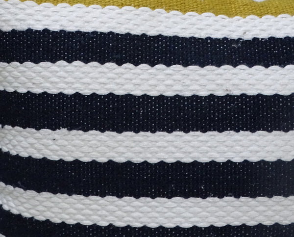 Homeroots 14" X 20" Black And Yellow Zippered Striped Indoor Outdoor Throw Pillow   482235