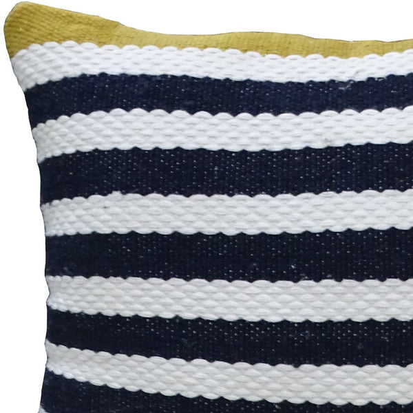 Homeroots 14" X 20" Black And Yellow Zippered Striped Indoor Outdoor Throw Pillow   482235